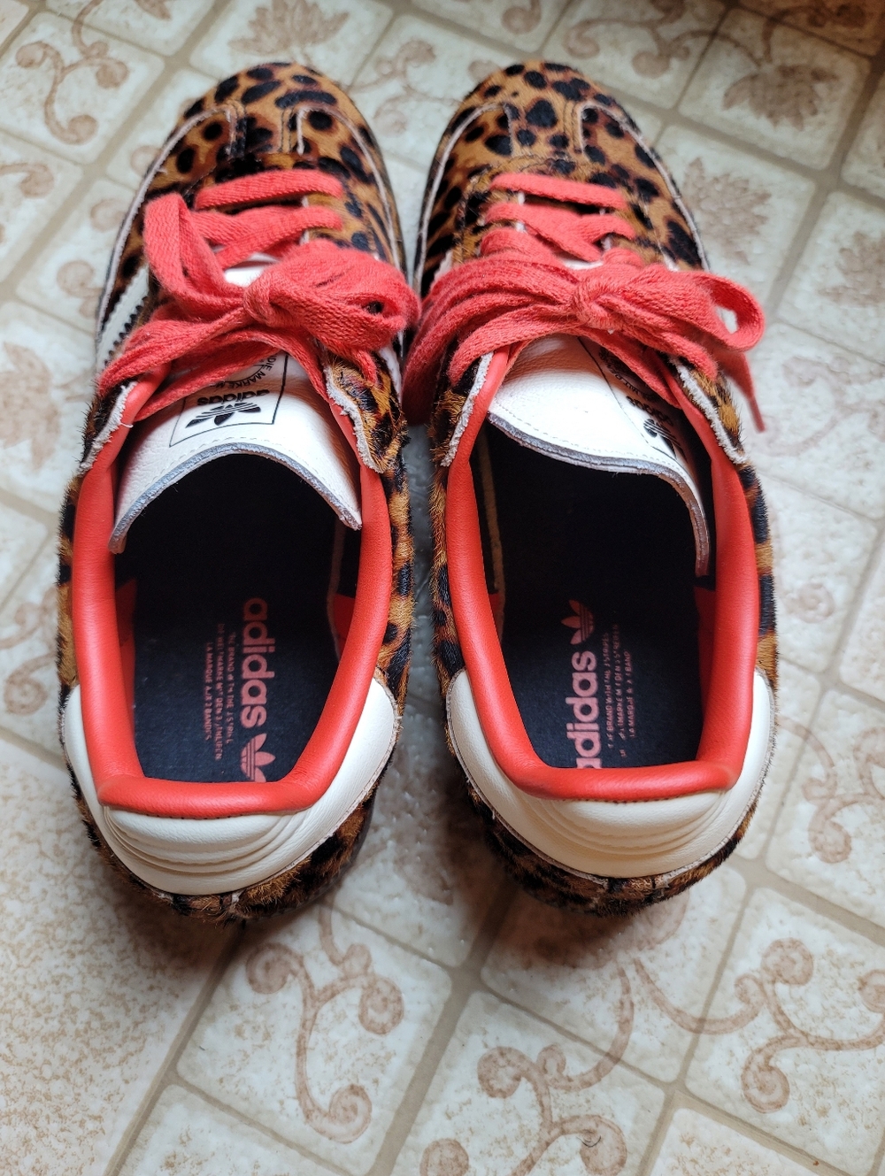 Adidas Samba OG Leather Trimmed Leopard Print Pony Hair Sneakers UK 4.5/US6 - Picture 4 of 11